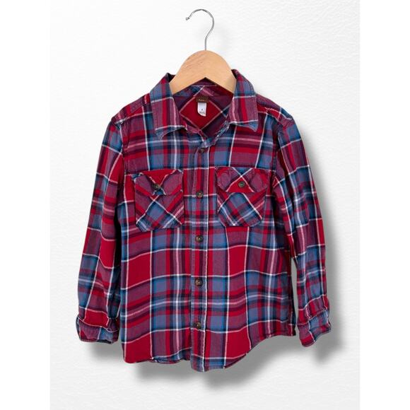 Tea Collection Red and Blue Flannel Shirt, Size 8 - Picture 3 of 7